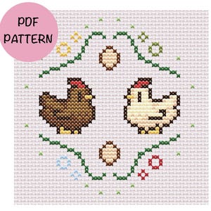 Seasons and Stardew Valley Chickens Cross Stitch Pattern