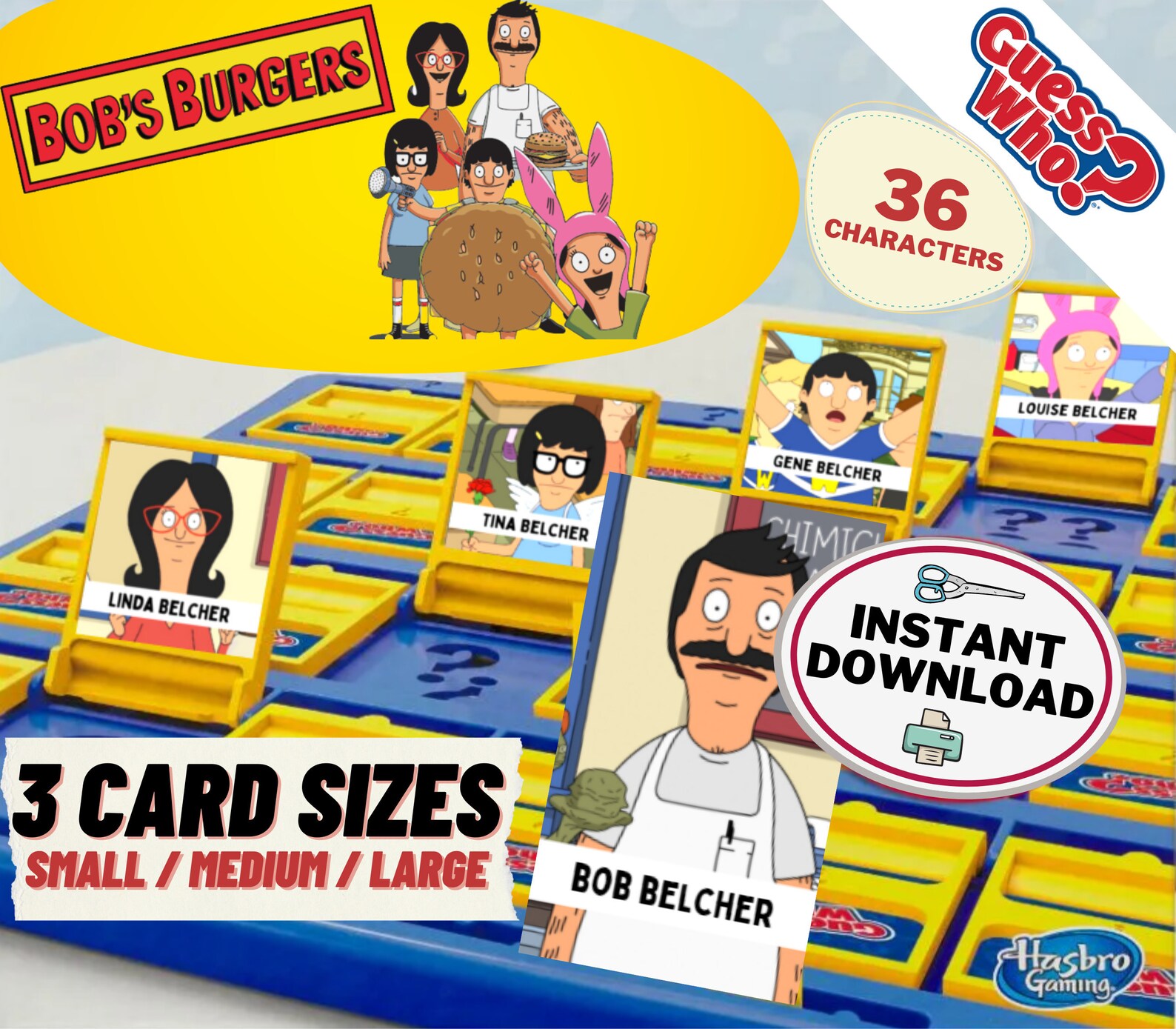 Bob's Burgers Guess Who Game Cards Printable Game Pieces Etsy UK