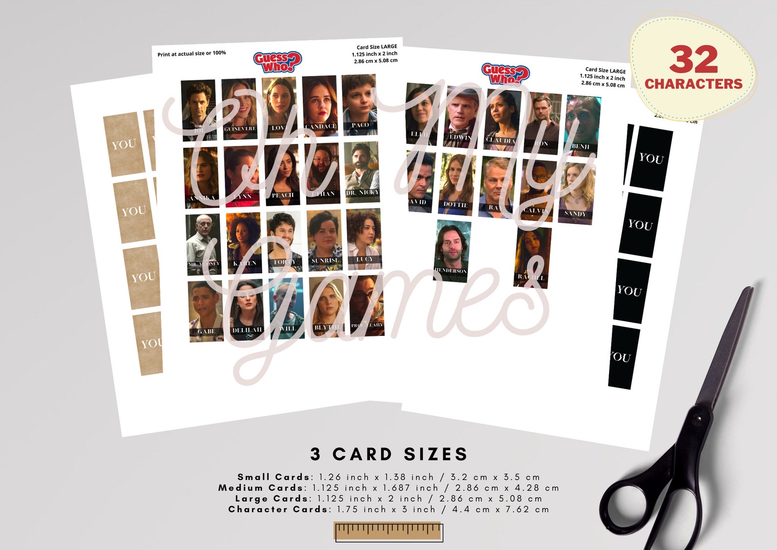 You Guess Who Game Cards Printable Game Pieces for Guess Who | Etsy