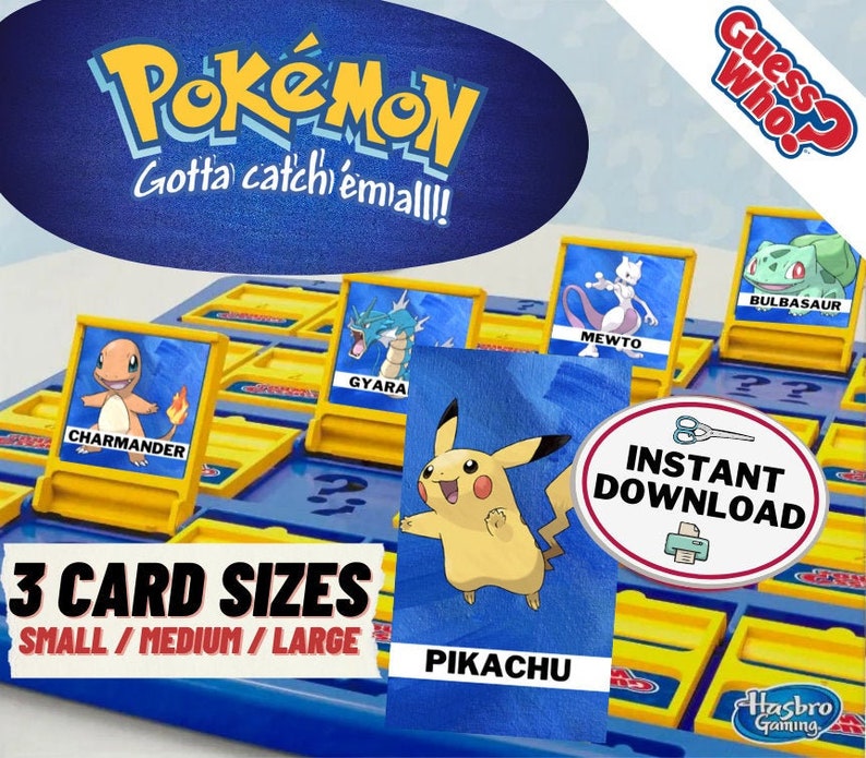 Pokemon Guess Who Game Cards Printable Game Pieces for Guess | Etsy