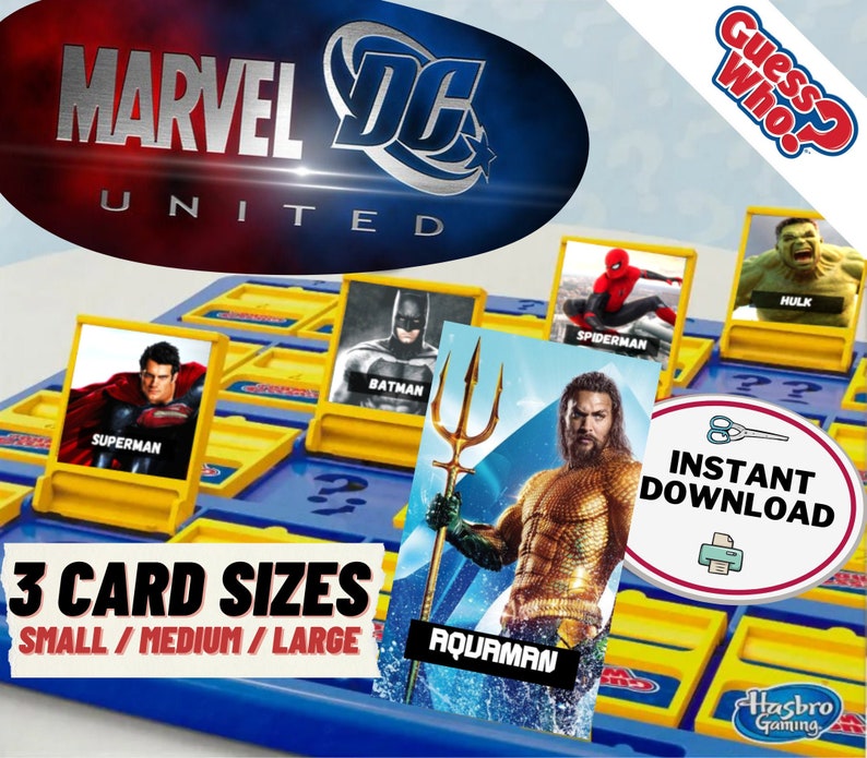 Marvel and DC Guess Who Game Cards Printable Game Pieces for | Etsy