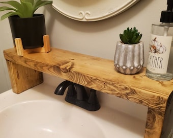 Over the Sink Shelf, Bathroom Sink Shelf, Wooden Shelf, House Warming, Anniversary, Christmas Gift, Storage, Bath, Mother's Day Gift