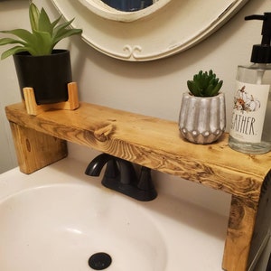 Handmade Pine Wood Over-the-Sink Shelf: Bathroom Storage