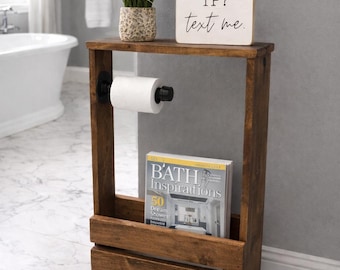 Rustic Farmhouse Toilet Paper Holder With Magazine Rack - Etsy