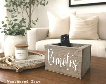 Wooden Remote Control Caddy: Farmhouse Coffee Table Decor