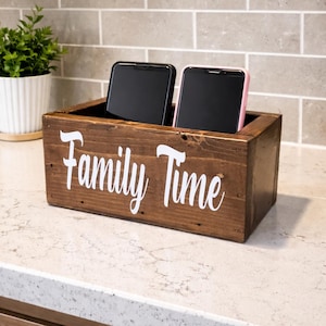 Farmhouse Cell Phone Box: Dark Walnut Electronics Storage
