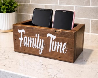 Farmhouse Cell Phone Box: Dark Walnut Electronics Storage