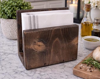 Pine Wood Napkin Holder: Rustic Farmhouse Kitchen Decor