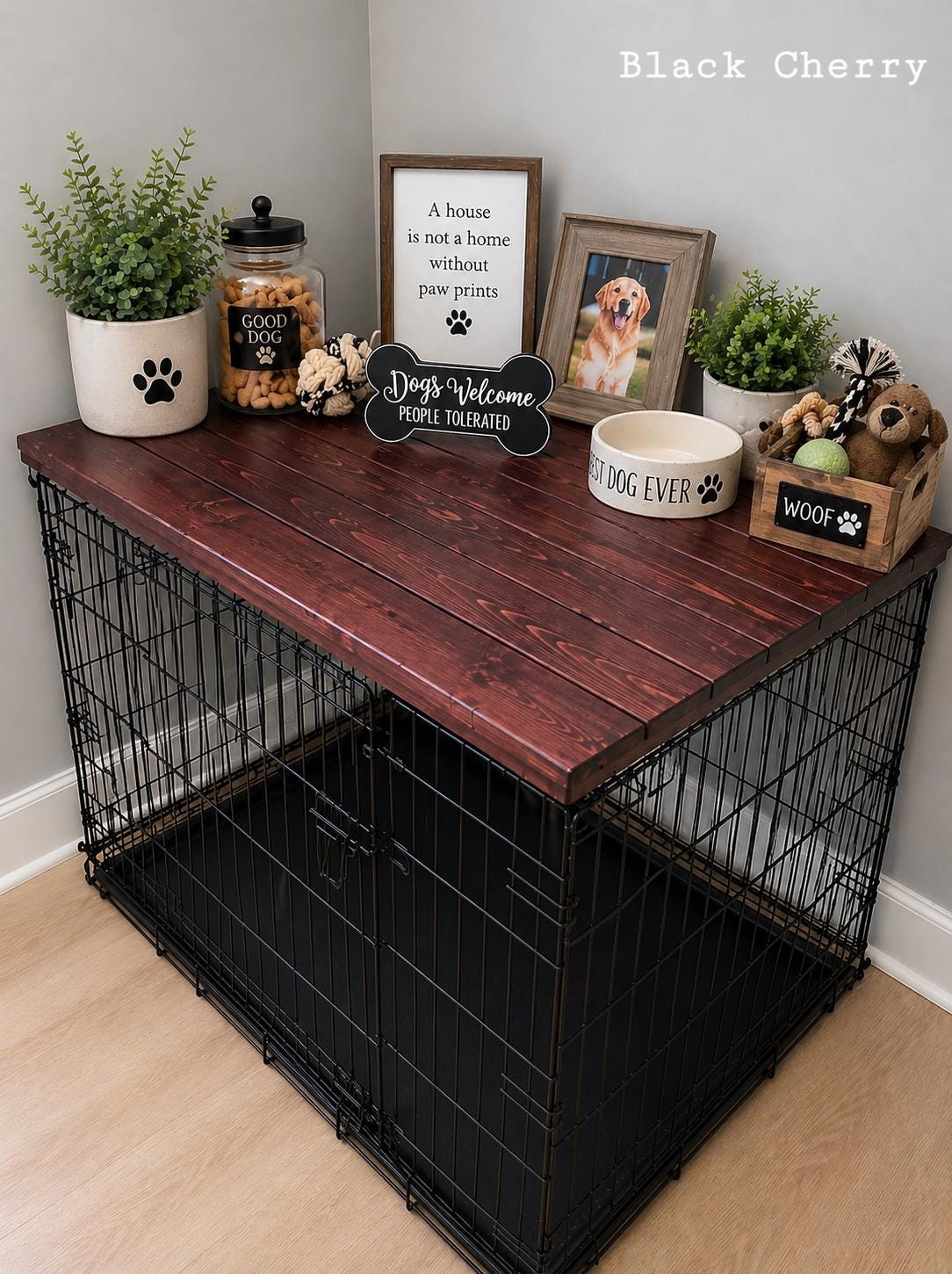 Wood Dog Crate Topper: Rustic Pet Furniture, Entry Table - Etsy