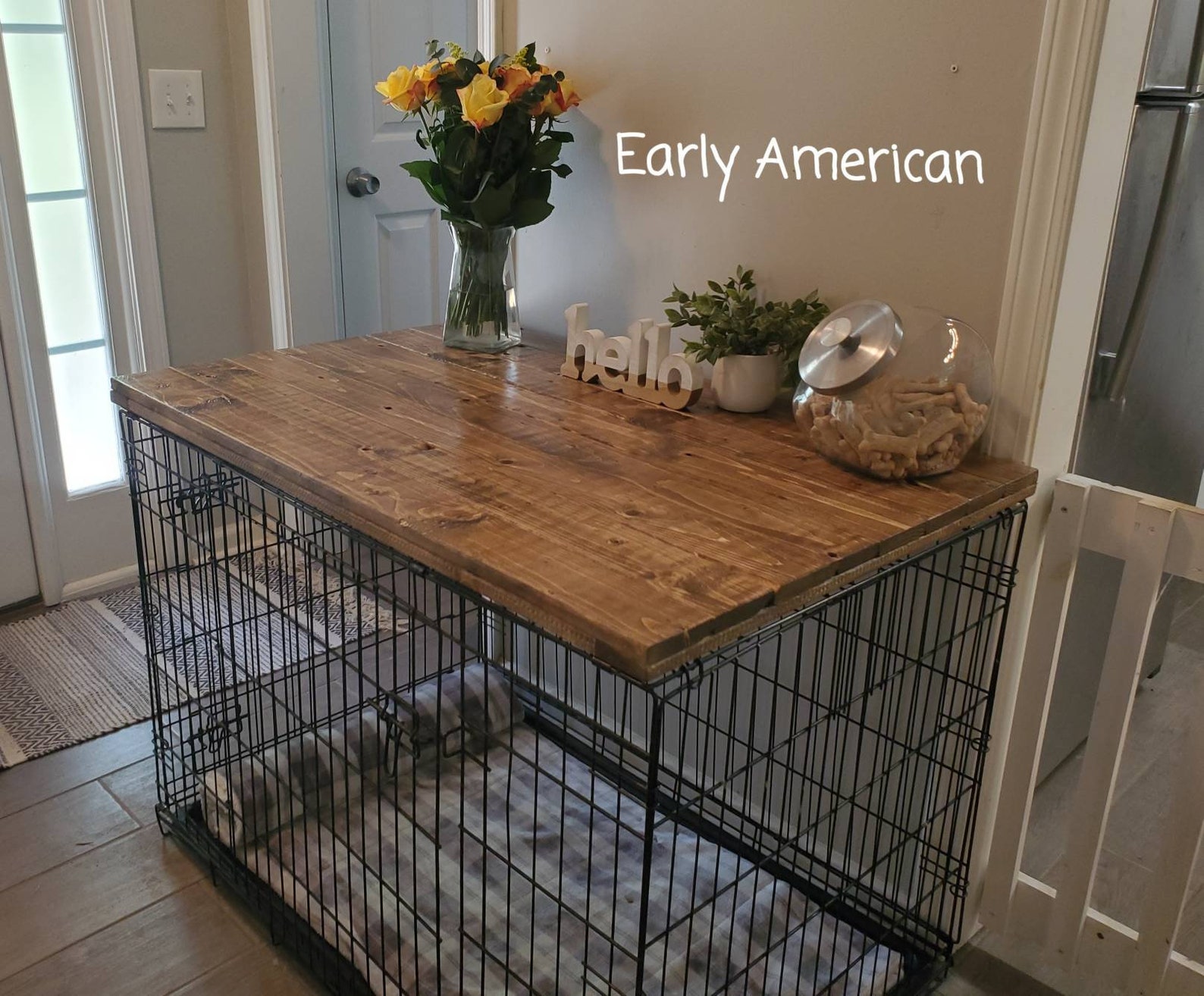 Dog Kennel Wood Table Top Wood Dog Crate Top Entry Table Etsy
