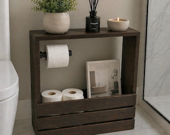 Rustic Farmhouse Toilet Paper Shelf: Freestanding Bathroom Storage, 23.5 X 23.5 Shelf