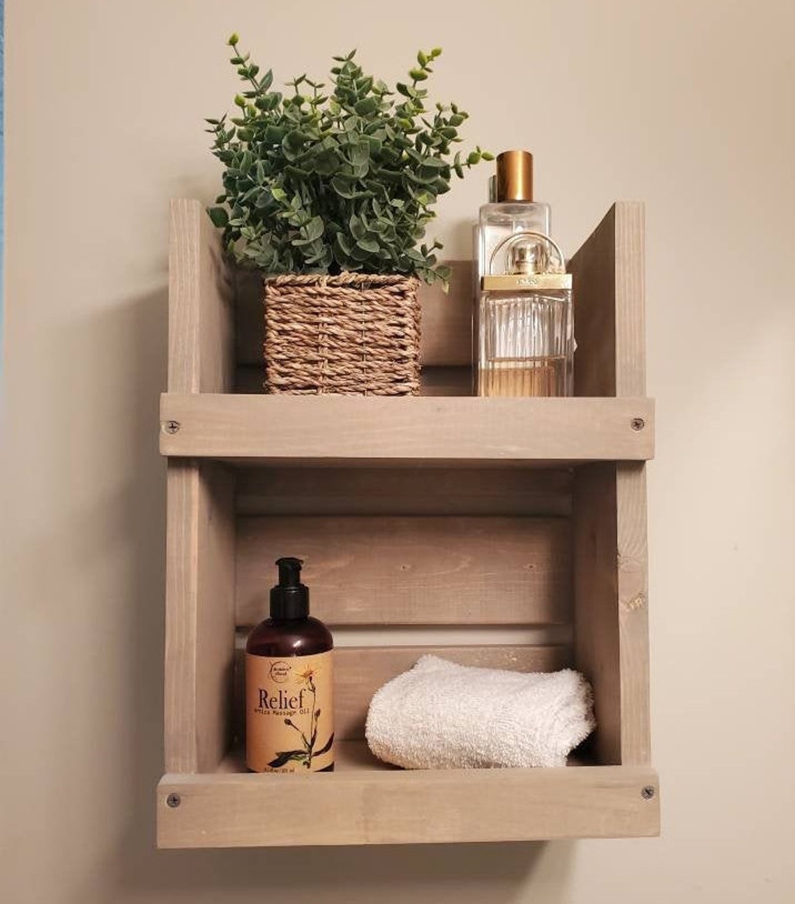 Rustic Bathroom Storage Shelf Toiletry Shelf Farmhouse Etsy