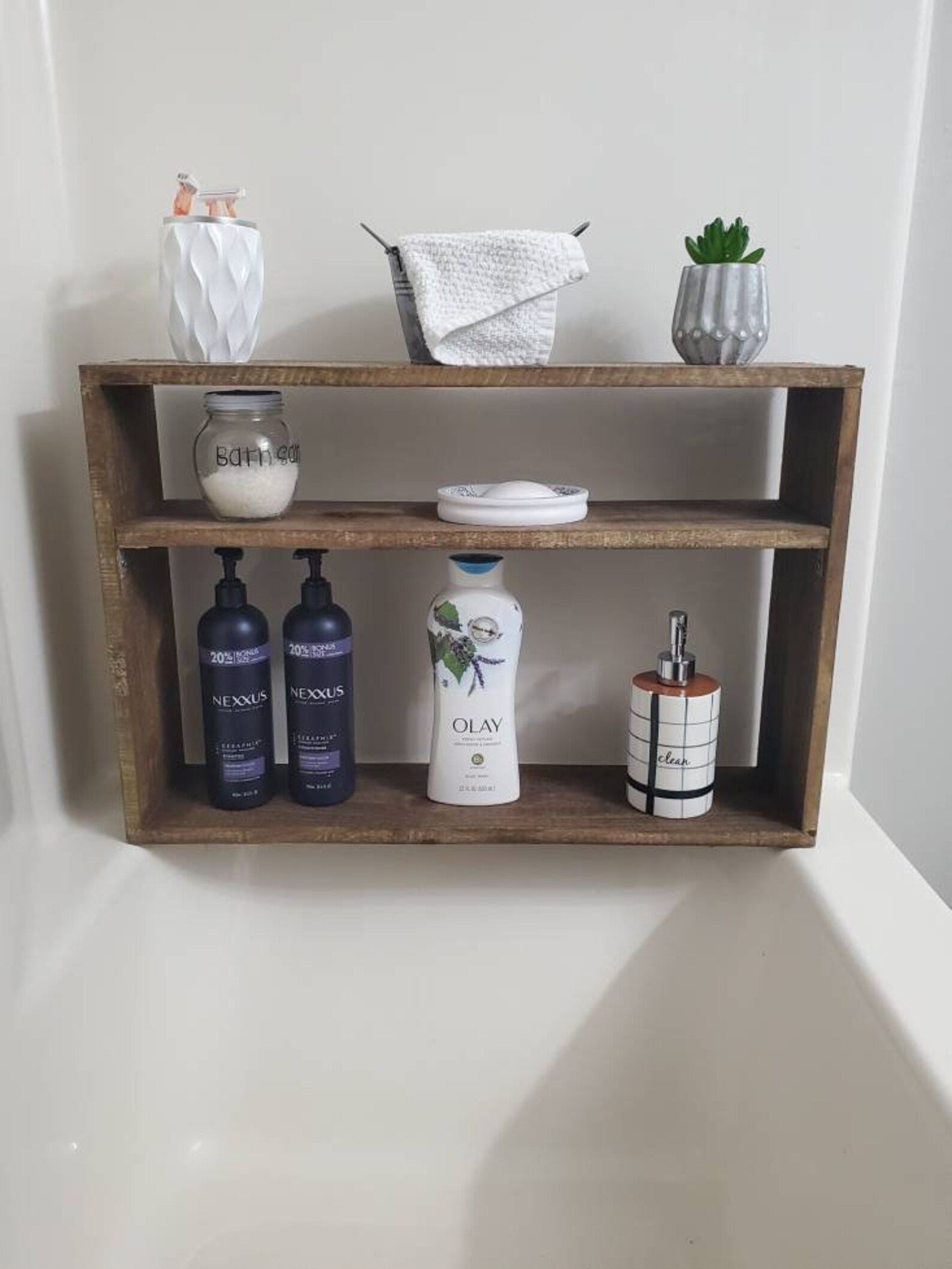 Bathtub Toiletry Shelf Rustic Storage Shelf Bathroom Shelf Etsy UK