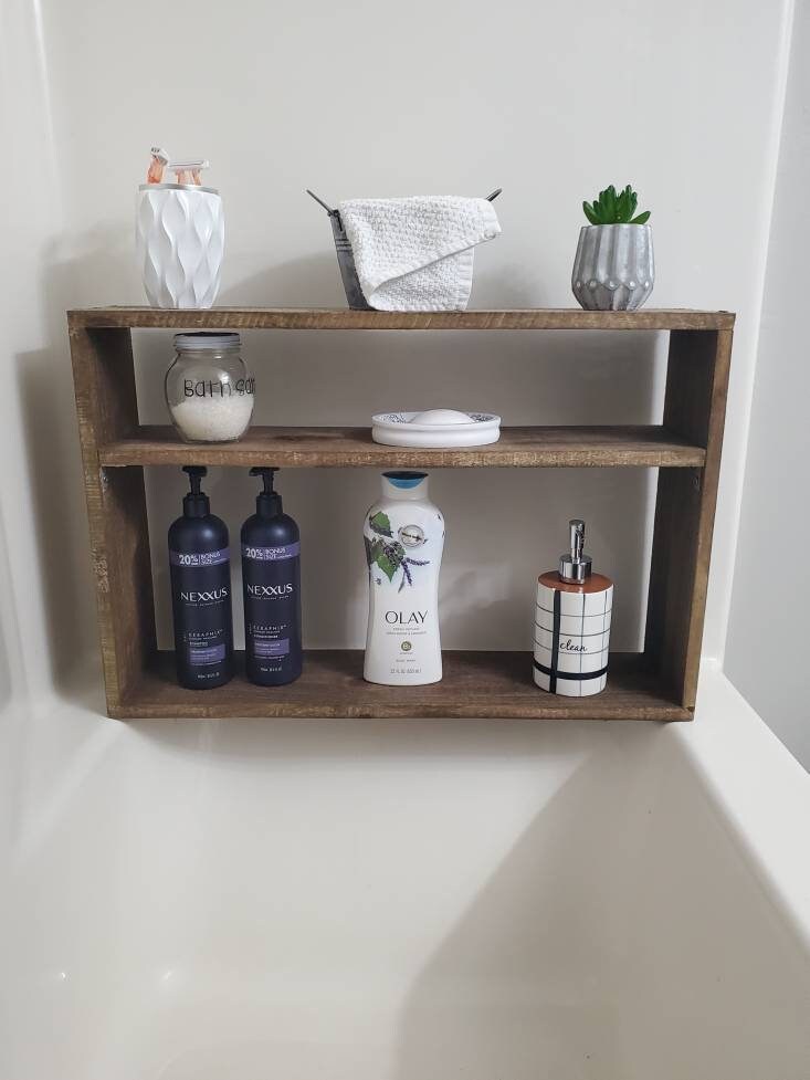 Bathtub Toiletry Shelf Rustic Storage Shelf Bathroom Shelf Etsy