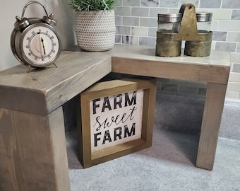 Kitchen Counter Corner Shelf, Rustic L-Shaped Shelf, Kitchen Storage, Farmhouse Shelf, Kitchen Decor, Organization Home Decor, Counter Shelf