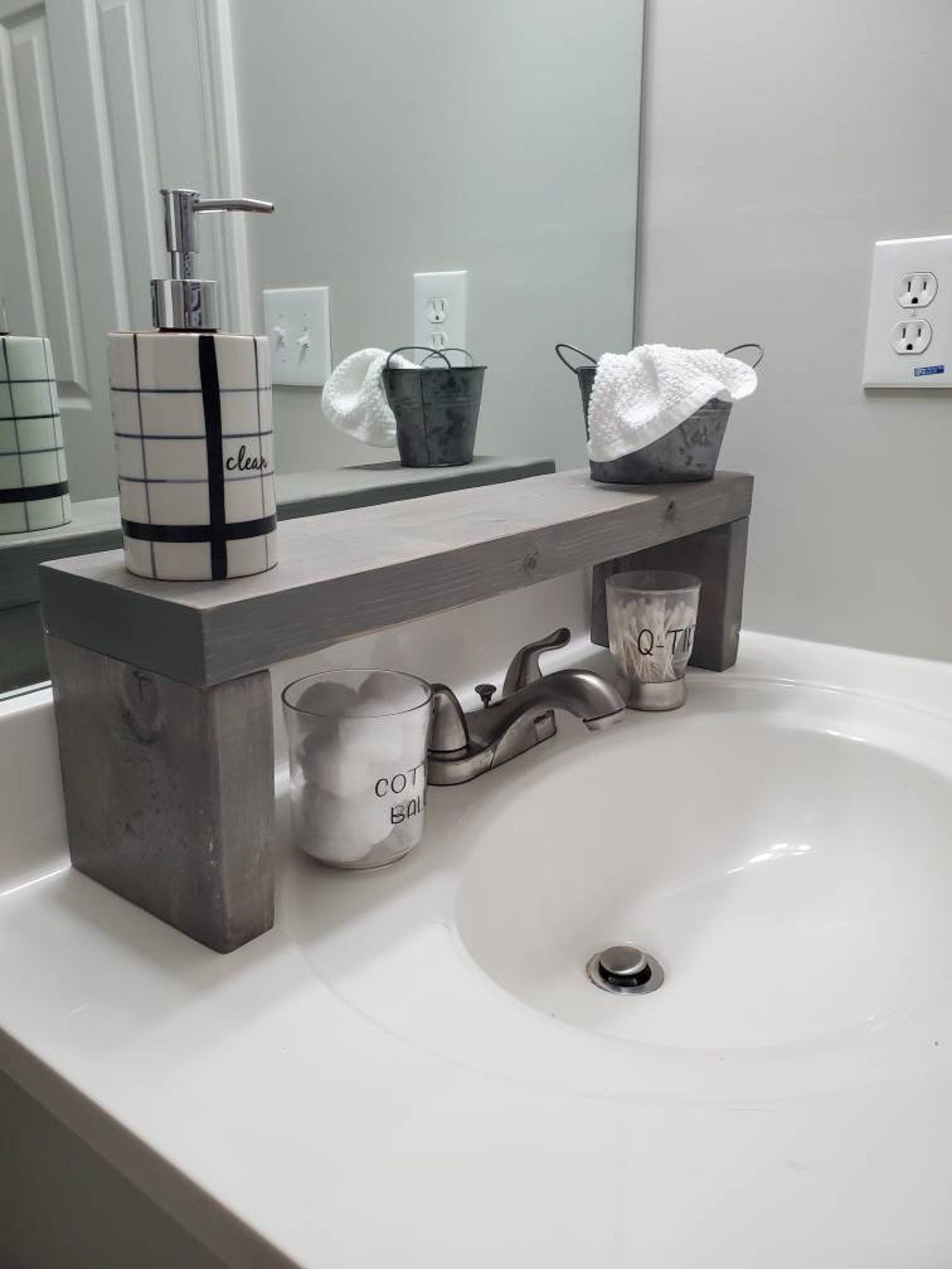 Rustic Over the Sink Shelf Bathroom Sink Shelf Wooden Shelf Etsy