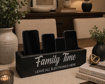 Farmhouse Wooden Cellphone Box: Family Time Organizer