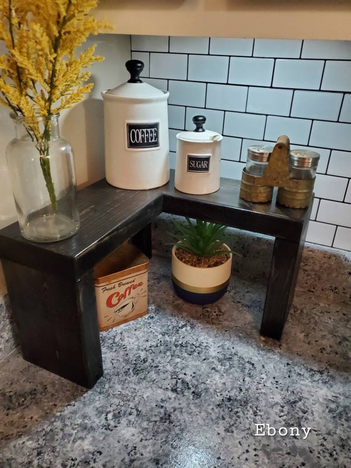Kitchen Counter Storage L-shaped Counter Shelf Farmhouse - Etsy