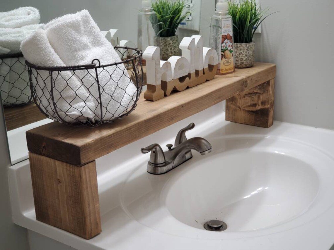 Rustic Over the Sink Shelf Bathroom Sink Shelf Wooden Shelf Etsy