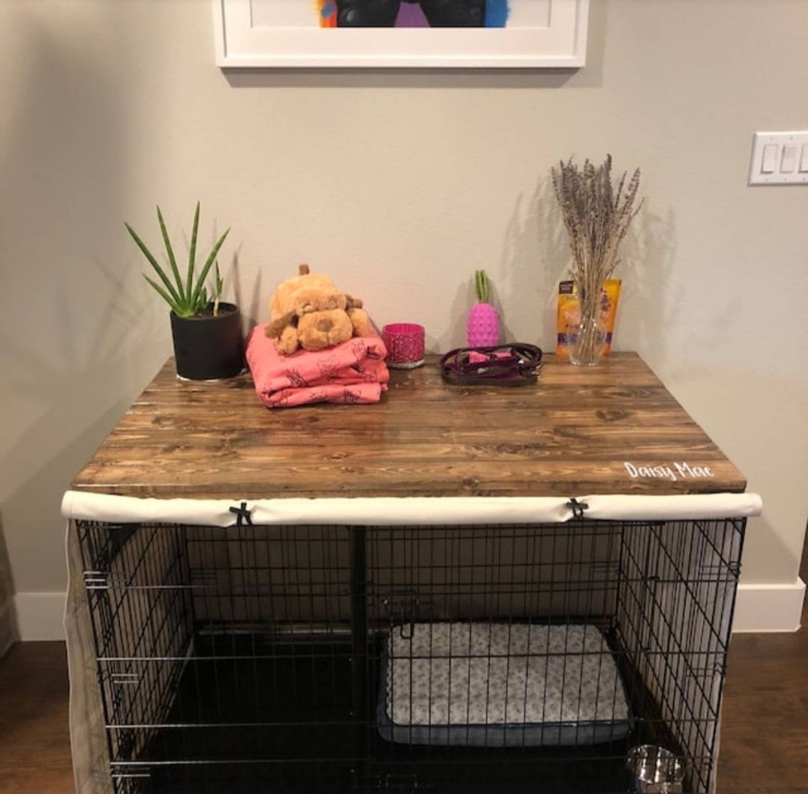 Dog Kennel Topper Dog Crate Top Pet Furniture Rustic Etsy