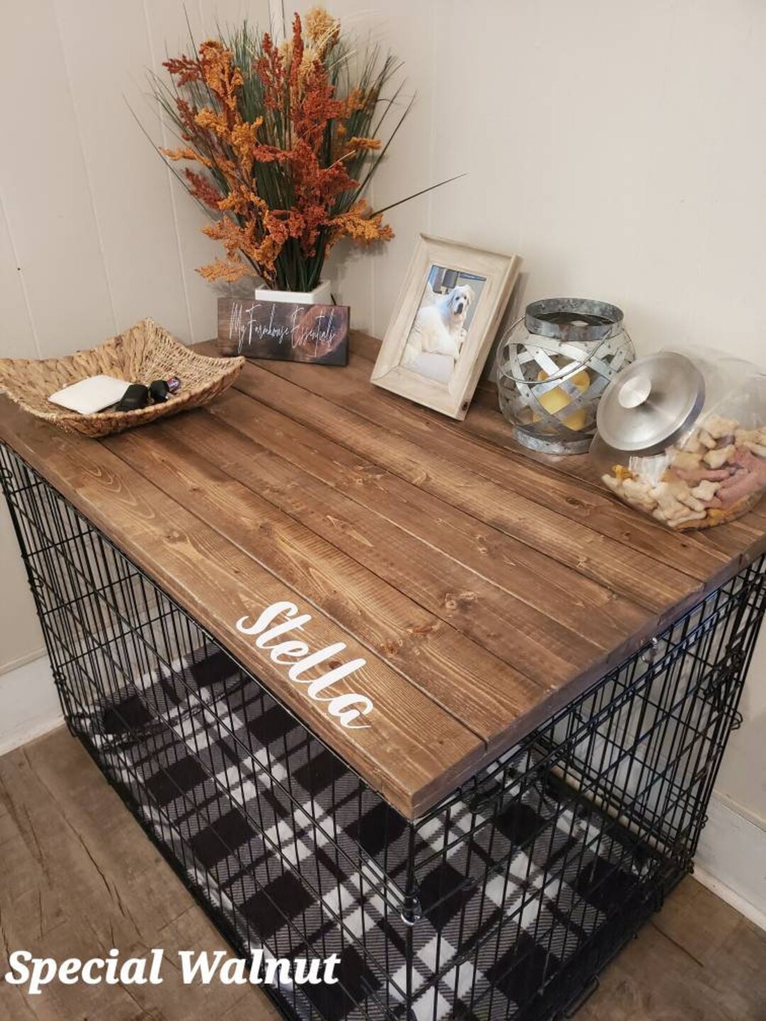 Crate Covers Dog Crate Wood Top Farmhouse Dog Crate Table Top