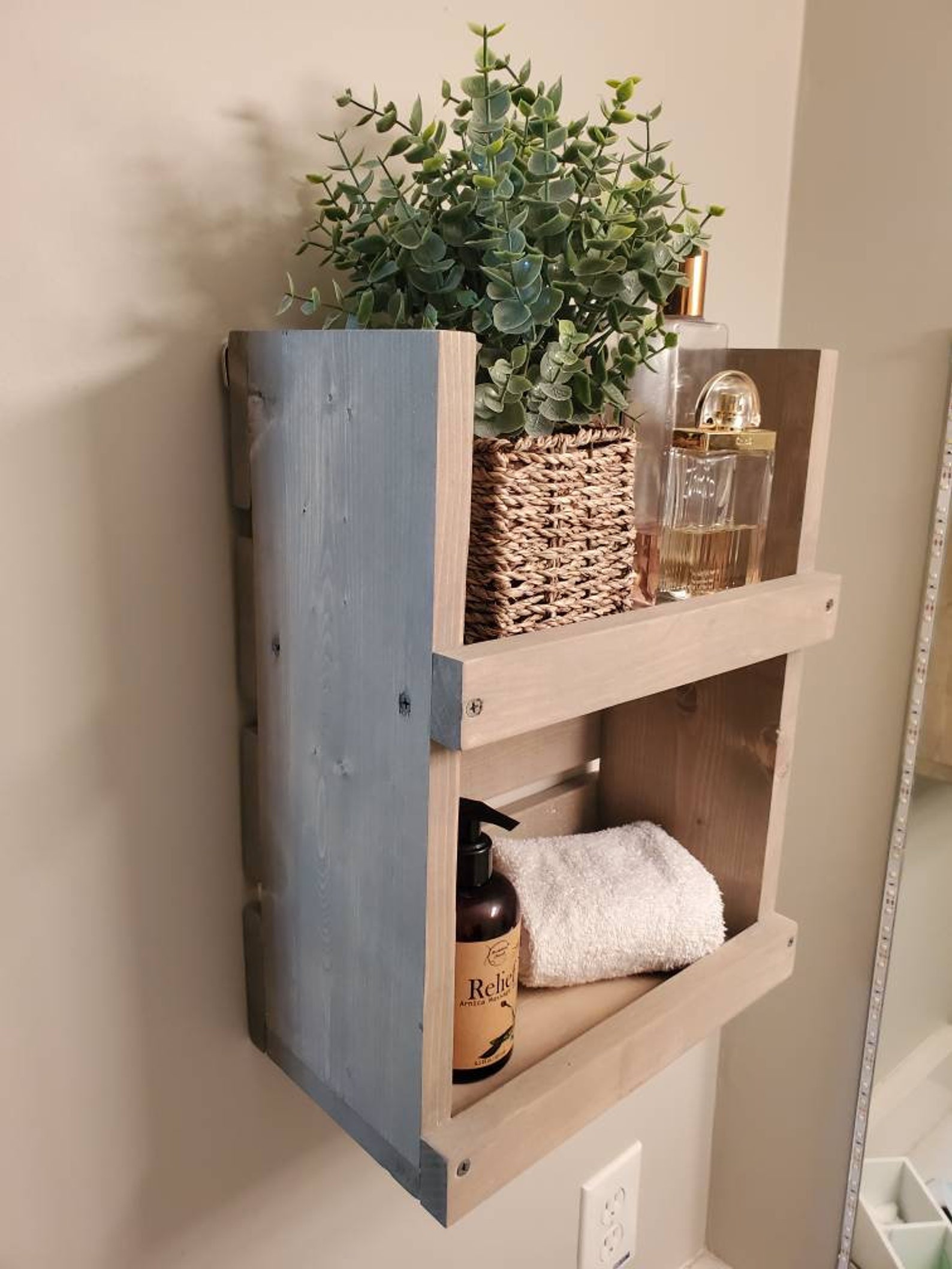 Rustic Bathroom Storage Shelf Toiletry Shelf Farmhouse Etsy