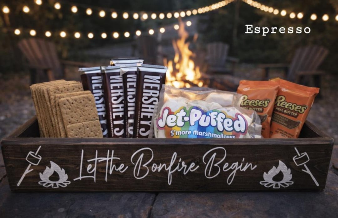 Bonfire Container Bonfire Snack Box: Fire Pit Caddy, Outdoor Gift - Etsy