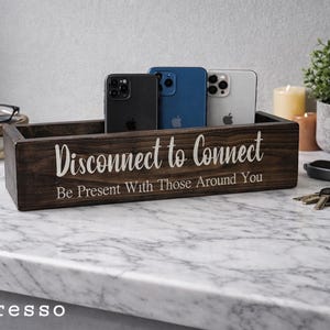 Farmhouse Wooden Cell Phone Box: Family Time Organizer Christmas Gift