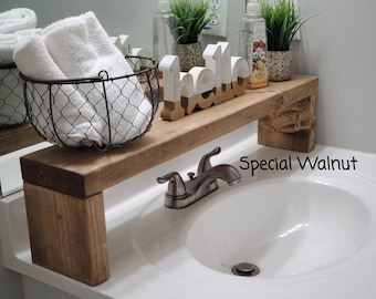 Handmade Pine Wood Over-the-Sink Shelf: Bathroom Storage
