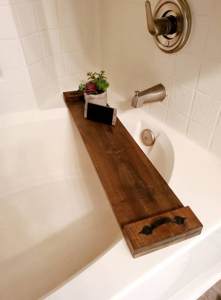 interDesign Natural Wood Bathtub Caddy 27.56-in x 1.57-in in the Bathtub & Shower  Caddies department at