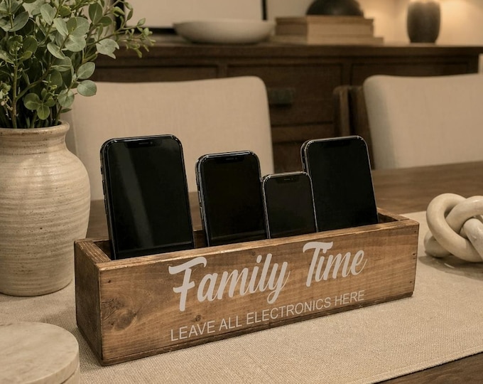 Farmhouse Wooden Cellphone Box: Family Time Organizer