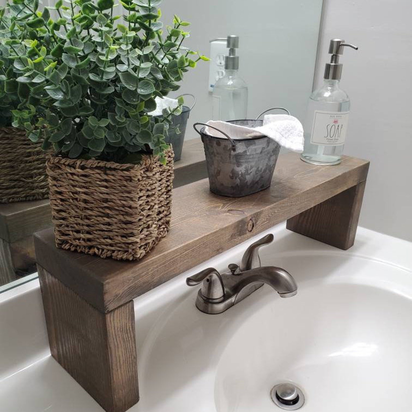 Rustic Over the Sink Shelf Wooden Shelf Bathroom Shelf Etsy