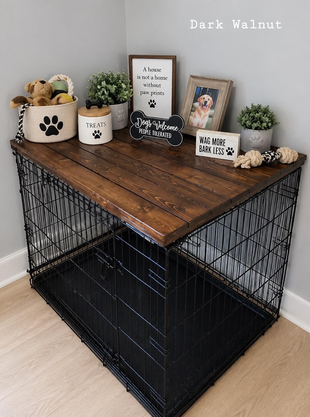 Wood Dog Crate Topper: Rustic Pet Furniture, Entry Table - Etsy