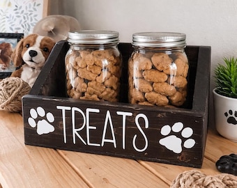 Custom Wooden Dog Treat Storage Box: Pet Food Caddy