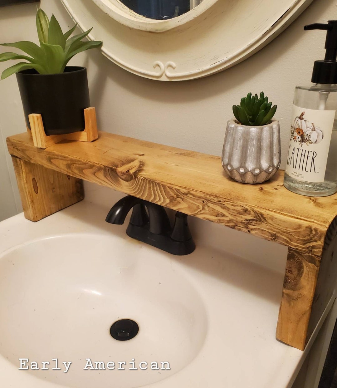 Over the Sink Shelf, Bathroom Sink Shelf, Wooden Shelf, House Warming ...