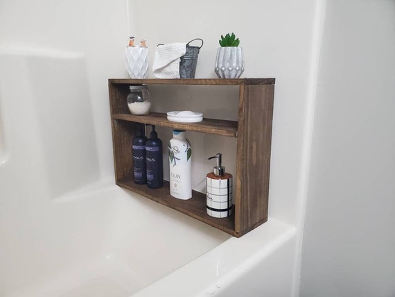 Bathtub Toiletry Shelf, Rustic Storage Shelf, Bathroom Shelf