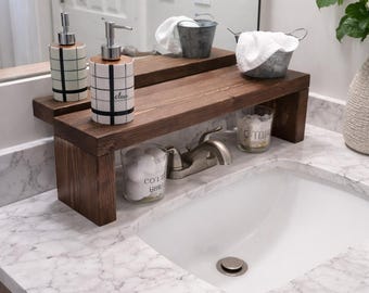 Handmade Wood Over The Sink Shelf: Bathroom Organizer
