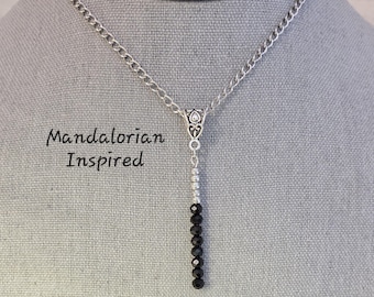 Mandalorian Darksaber Inspired Necklace, Glass Beads, Lightsaber Necklace, Star Wars Cosplay, Handmade