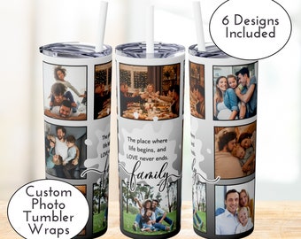 Custom Photo Tumbler, Picture Tumbler Wrap, Family Tumbler Wrap, Tumbler Wrap 3 Picture Frame, Photo Tumbler Wrap, Picture Tumbler, inserts.