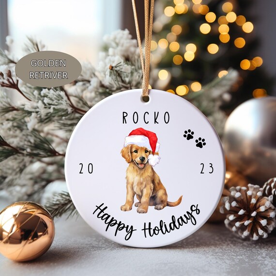 Golden Retriever Ornament Personalized Dog First Christmas Golden Retriever Puppy Ornament Custom Dog Ornament Puppies First Christmas Etsy UK