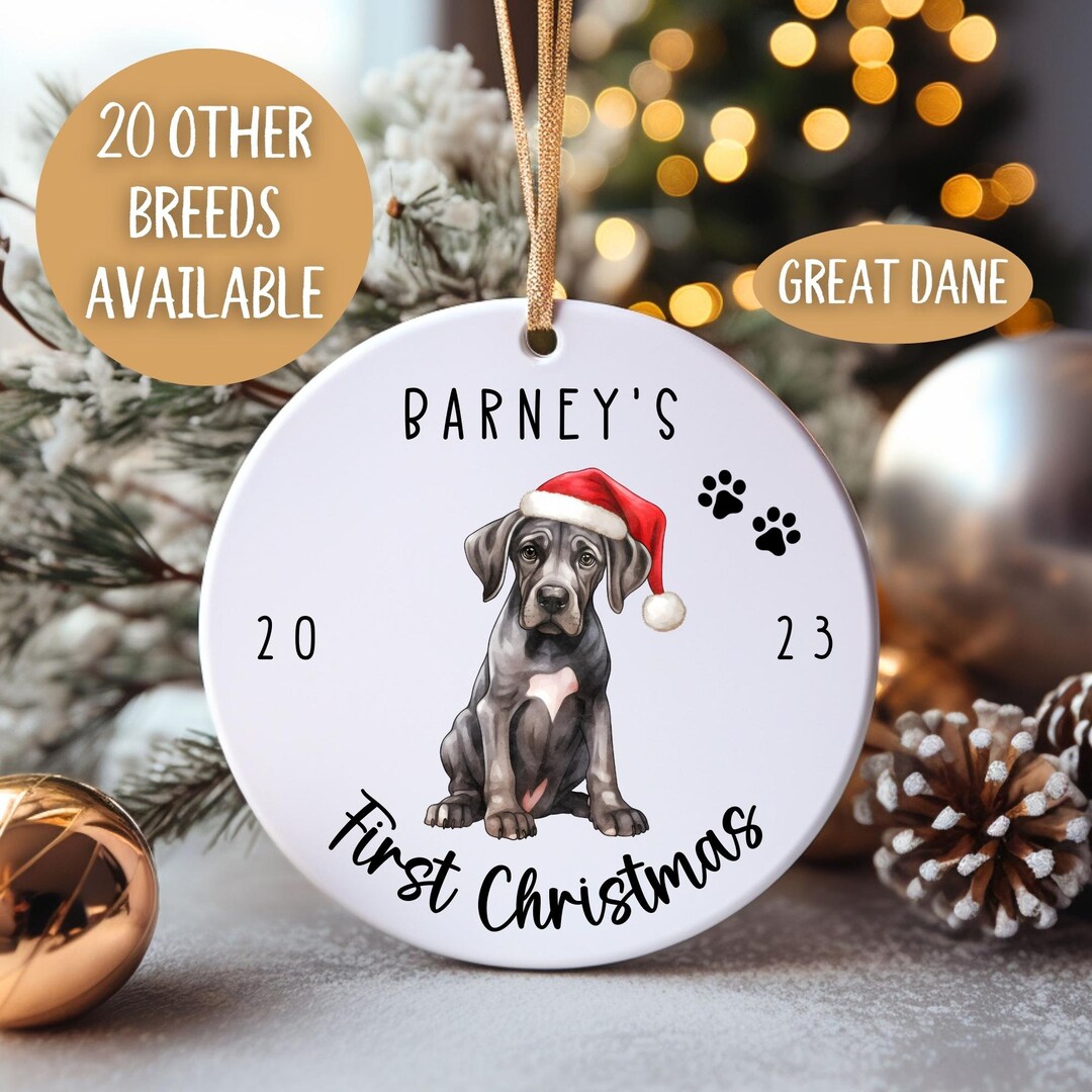 Dogs First Christmas Great Dane Ornament Personalized Custom Etsy