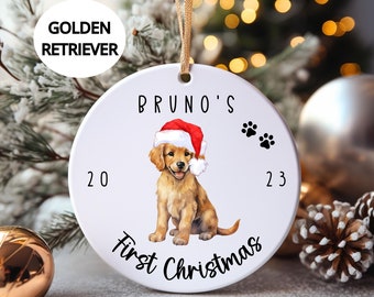 Golden Retriever Ornament Personalized, Dog First Christmas, Golden Retriever Puppy Ornament, Custom Dog Ornament, Puppies First Christmas