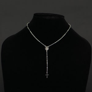 Women&#39;s Stainless Steel Rosary Necklace, Silver, Black, Gold, Virgin Mary Rosary