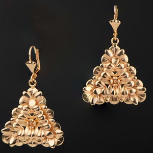 Gold Coated Triangle Leaf Earrings - Drop Earrings - Handmade in Italy - Italian Style