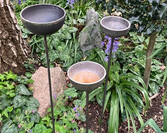 Set of 3 Rain catchers/bird feeders/bird bath/garden ornaments