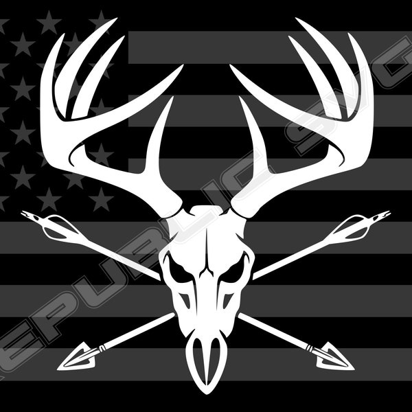 Buck Skull & Cross Arrows / Deer Hunting / Hunting / SVG