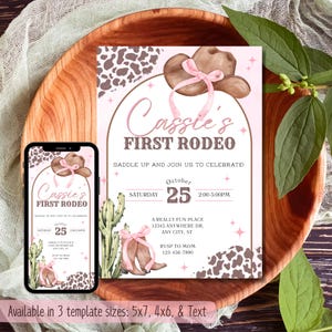 First Rodeo Birthday Invitation, Editable My 1st Rodeo Girl Cowgirl Invites, First Rodeo Invite, Canva image 2