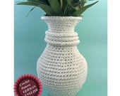 Vase für ECHTE Blumen, Geschenk, zum Muttertag, Valentinstag, ENGLISCH+DEUTSCH; Blumenvase zum häkeln, Häkelvase, Blumendeko, Trockenblumen