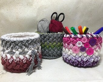 PundO • Utensilo • Pen box • Basket • Leftover wool • Digital crochet instructions • PDF in German • Individual • Storage • Container • Box