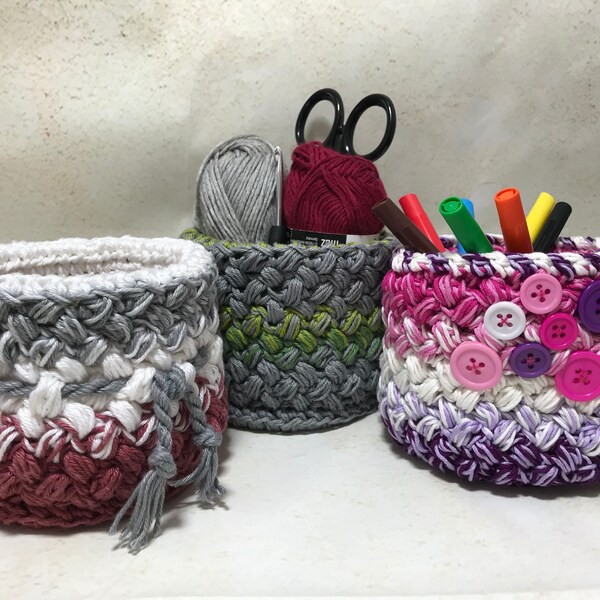 PundO • Utensilo • Pen box • Basket • Leftover wool • Digital crochet instructions • PDF in German • Individual • Storage • Container • Box